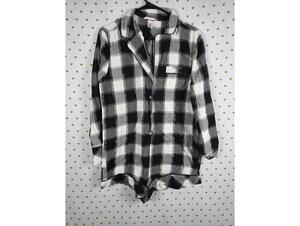 Victorias Secret PLAID Check SLEEP Pajama ROMPER Button Down Shorts OUTFIT MED